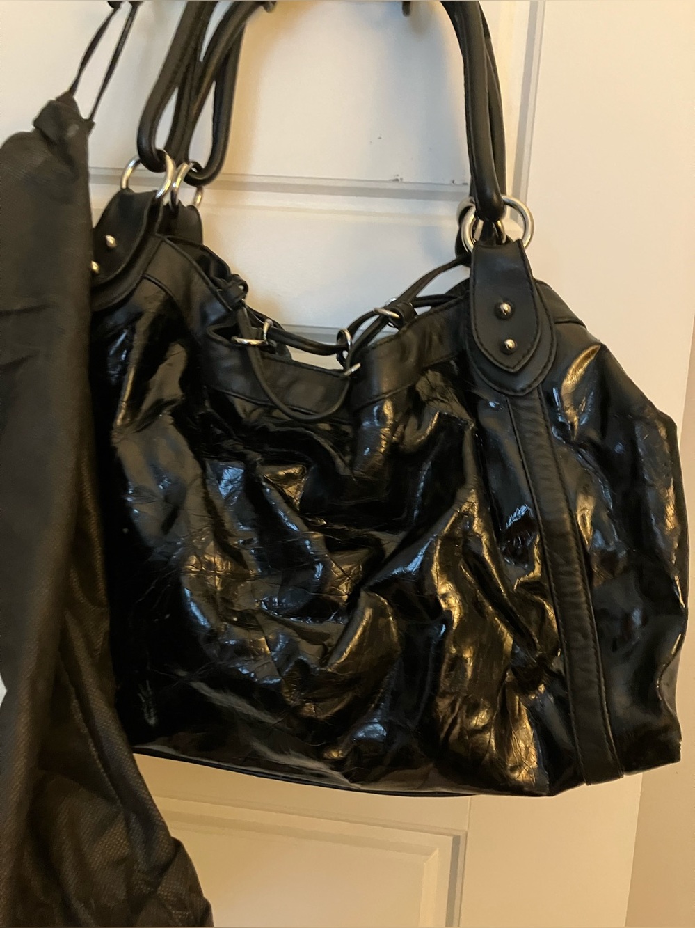 Donald J. Pliner Shiny Black Patent Shoulder Bag